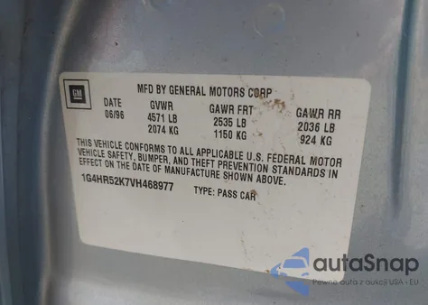 1997 Buick Lesabre Limited из США, поврежденный, VIN 1G4HR52K7VH468977